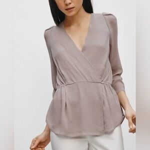 Aritzia Babaton 100% Silk Soft Beige Blouse